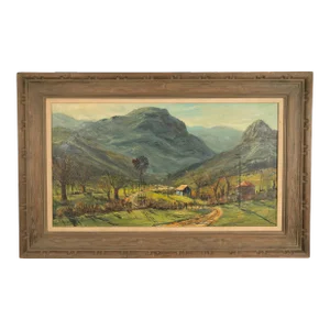 Canvas Painting Southern California Los Angeles Country Scene Windmill by Ben Abril 1955