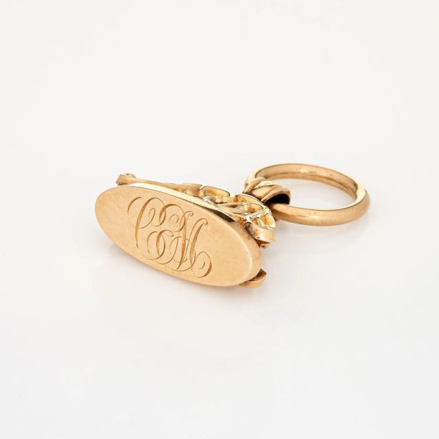 Victorian Antique Victorian Ornate Fob 14k Yellow Gold Engraved Charm Seal Vintage Jewellery For Sale - Image 3 of 4