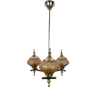 Brass Chandelier with Shades, Norway, 1960s For Sale