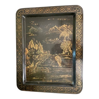 Chinoiserie Paper Mache Serving Tray For Sale