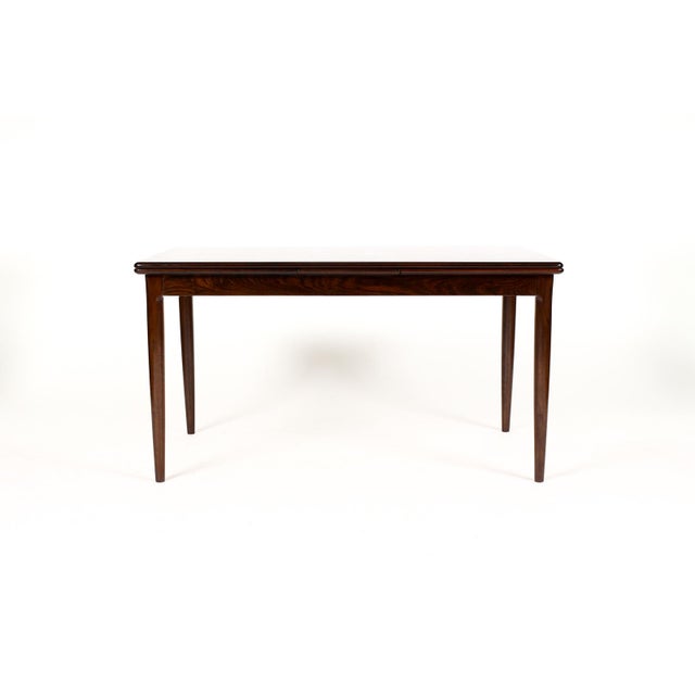 1960s 1960s Danish Modern Mid Century Rosewood Dining Table — Rectangular Draw Leaf — Attributed to Axel Christiansen for Aco Mobler For Sale - Image 5 of 10