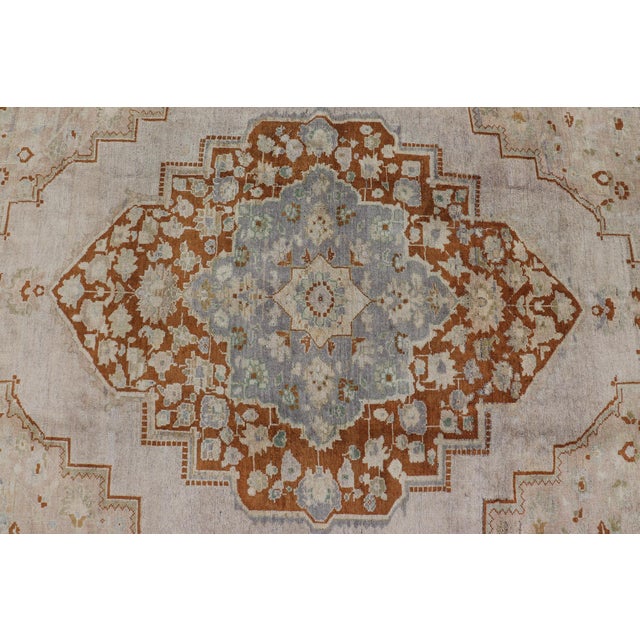Vintage Turkish Oushak Rug in Brown, Pale Green, Taupe & Taupe Light Purple For Sale In Atlanta - Image 6 of 17