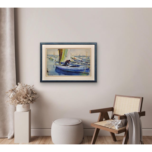 Paul Delvaux, La Belle Anna, the Port of Cannes, Gouache & Watercolor & Paper, Framed For Sale - Image 16 of 18