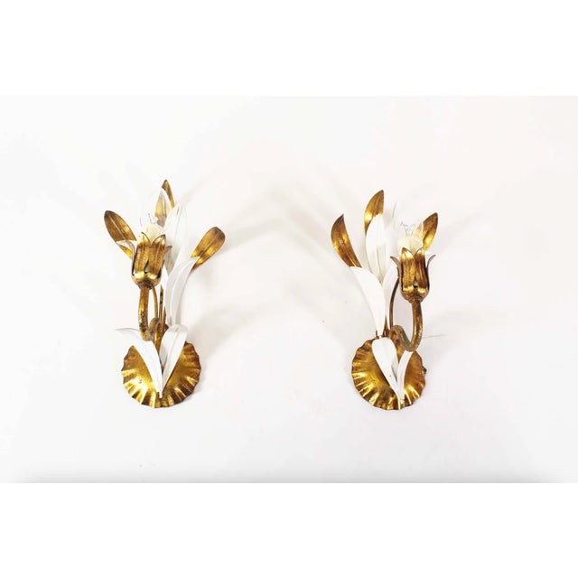 Cream Vintage Gilt Sheaf of Wheat Wall Lights by Hans Kögl, 1960s, Set of 2 For Sale - Image 8 of 11