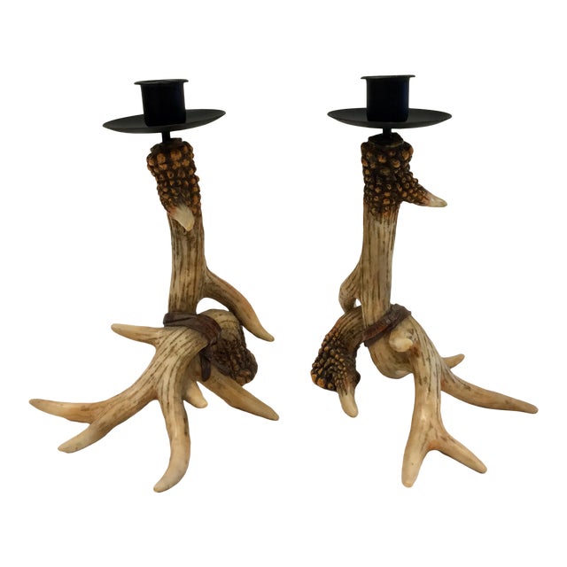 MidCentury Resin Antler Candlestick Holders a Pair Chairish