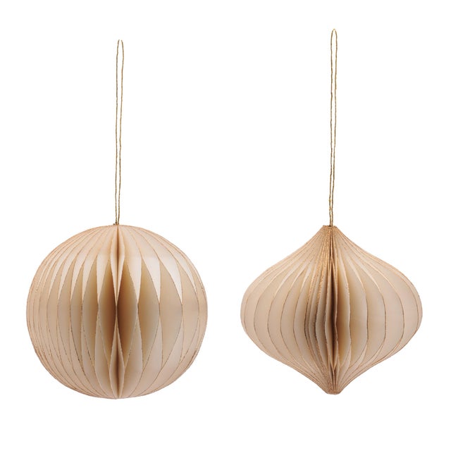 Bring light, airy charm to your holiday décor with this Round Paper Ornament Set. Crafted from paper, these ornaments are...