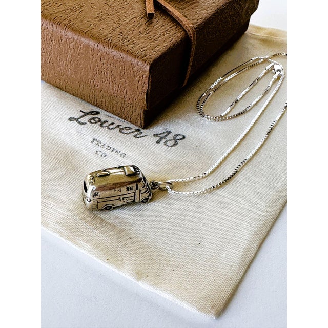 Vintage RV Sterling Silver charm features a retro style camper, on a new 18 inch Sterling Silver necklace with lobster...