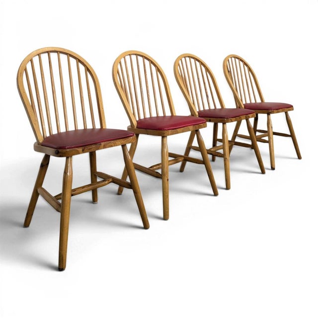 Brown Pine Chairs, Set of 4 For Sale - Image 8 of 8