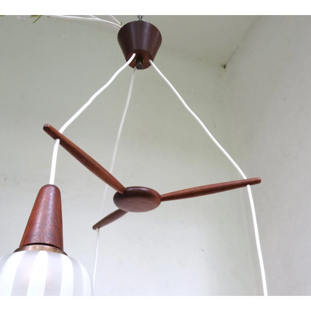 Scandinavian Teak, Brass & Glass Cascade Light, 1960s For Sale - Image 9 of 18
