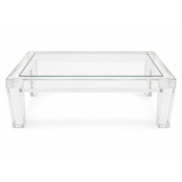 Vintage Lucite and Glass Coffee Table by Les Prismatiques For Sale - Image 4 of 5