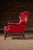 English Vintage Leather Wingback Armchair in Red For Sale - Image 3 of 8