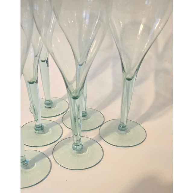 Vintage Sea Glass Green Goblets - Set of Six For Sale - Image 6 of 11