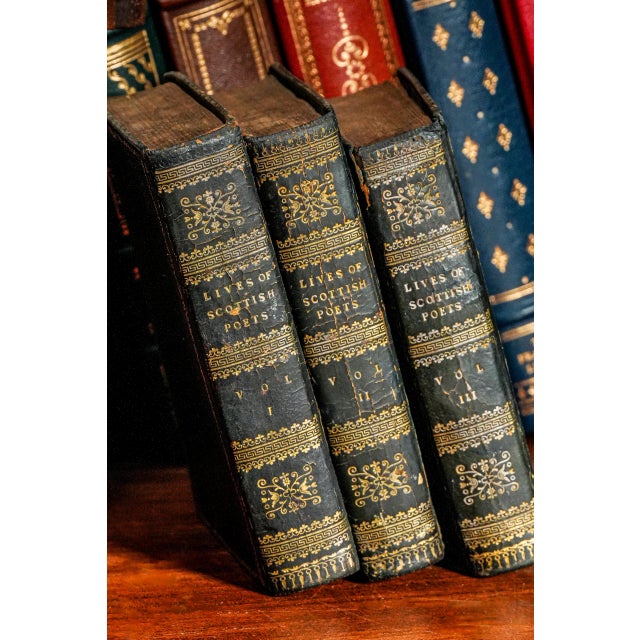 An exceptional find for the literary collector, this complete three-volume antique miniature book set, Lives of Scottish...