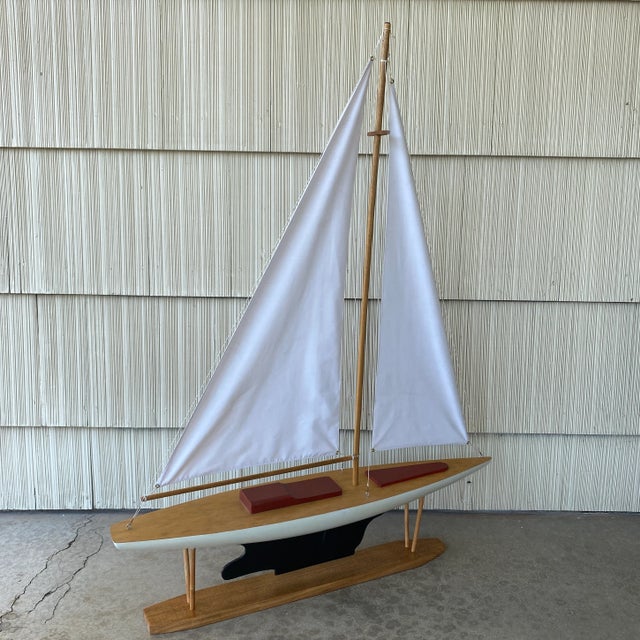 1960s Large Vintage Mid-Century Modern Racing Sloop Model For Sale - Image 5 of 13