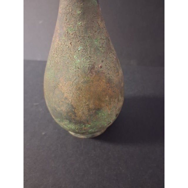 Minimalist Takaoka Vertigris Patina Bronze Ikebana 9" Bud Vase For Sale - Image 12 of 15