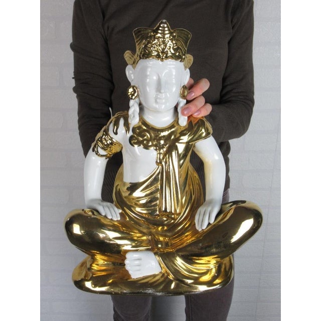 Porcelain & Gilt Sculpture of Buddha from San Marco, 1970s For Sale - Image 6 of 11