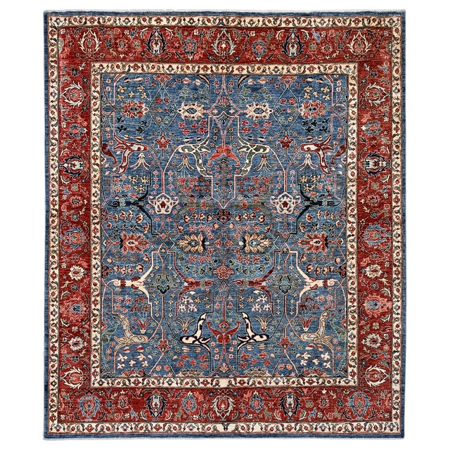 Vintage Blue Persian Sultanabad Hand-Knotted Rug, 10'00 X 14'00 For Sale - Image 9 of 9