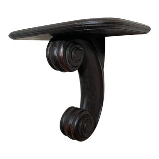Late 20th Century Hand Carved India Wooden Fiddlehead Accent Shelf For Sale