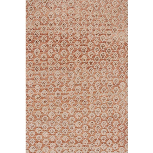 Rug & Kilim’s Modern Block Print Rug in Red and Pink with White Floral Pattern - 5x7 For Sale In New York - Image 6 of 7