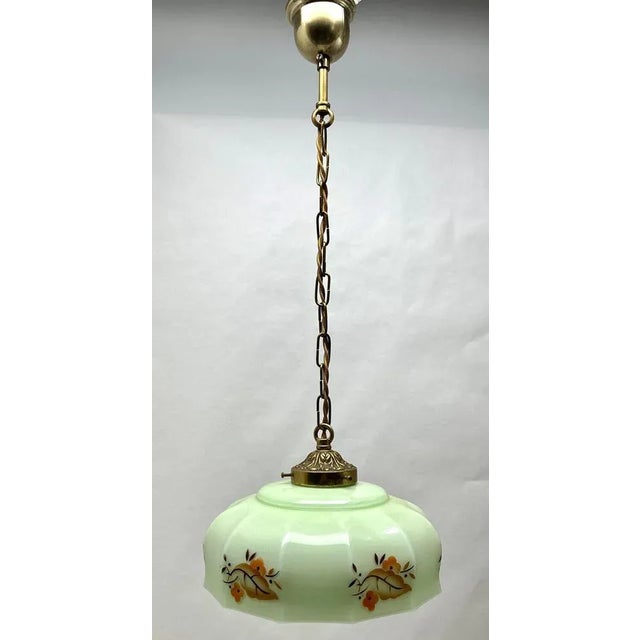 Art Deco Ceiling Lamp with Scailmont Belgian Glass Shade, 1930s For Sale - Image 3 of 12
