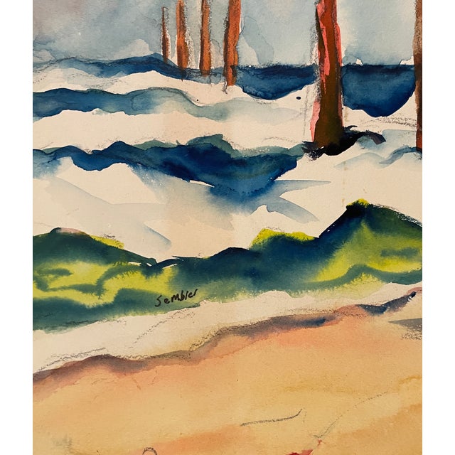 Beach landscape by Virginia artist Arthur Sembler (1911/12-1979). Watercolor on artist board, signed lower left. Arthur...