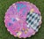 Vintage 1996 ceramic bowl, hand-painted in a bold abstract composition of magenta, turquoise, cobalt blue, black, white,...