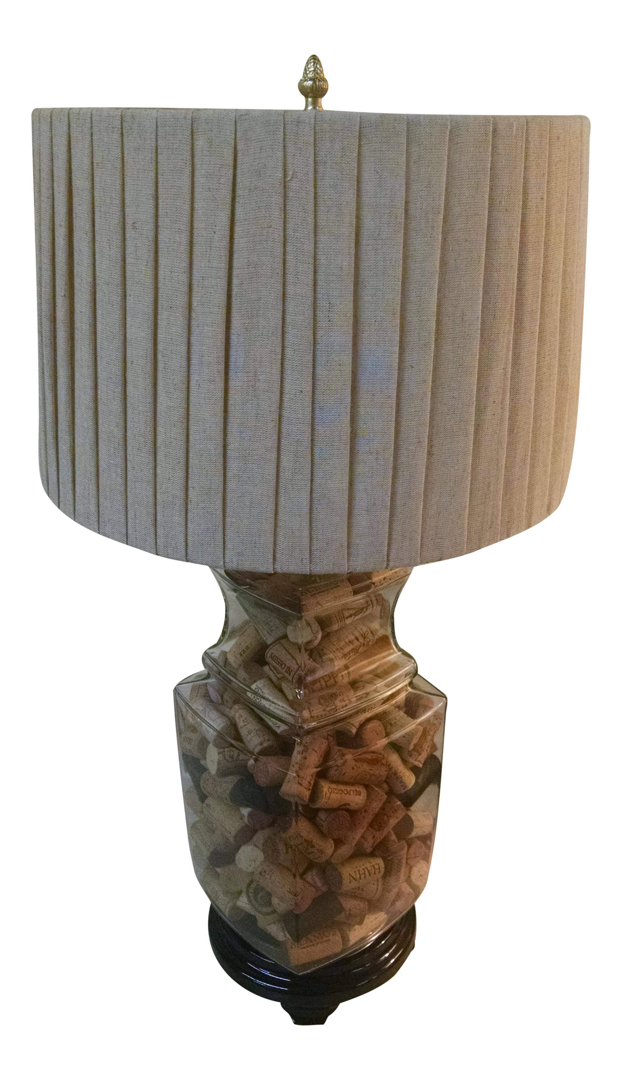 Vintage Wine Cork Filled Table Lamp | Chairish