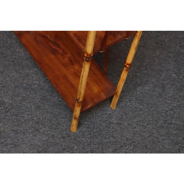 Antique Aesthestic Movement Bamboo Three Tier Shelf Etagere Bookcase For Sale - Image 14 of 15