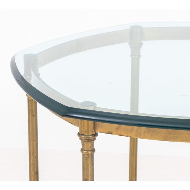 Mid-Century Modern La Barge Style Glass Top and Brass Table For Sale - Image 3 of 8