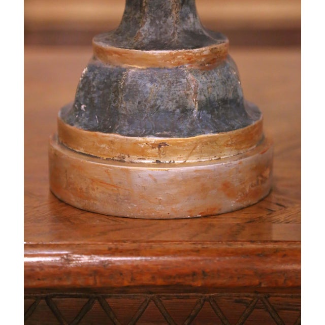Wood Pair of Mid-Century Italian Painted Wood Architectural Altar Finials For Sale - Image 7 of 9