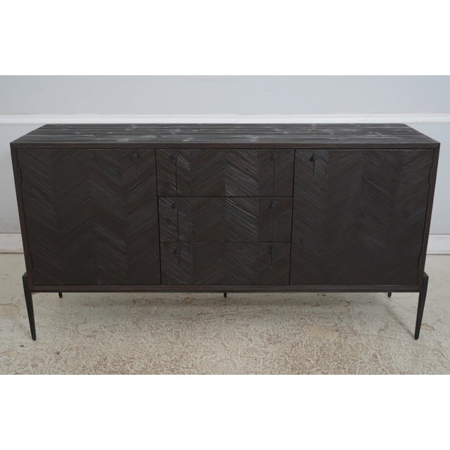 Age: C.2021 Details: Great For Under TV Or Used In Dining Room Distressed Weather Wood Construction Metal Legs Offered @...