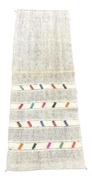 White Black Authentic Turkish Anatolian Natural Kilim Runner Rug