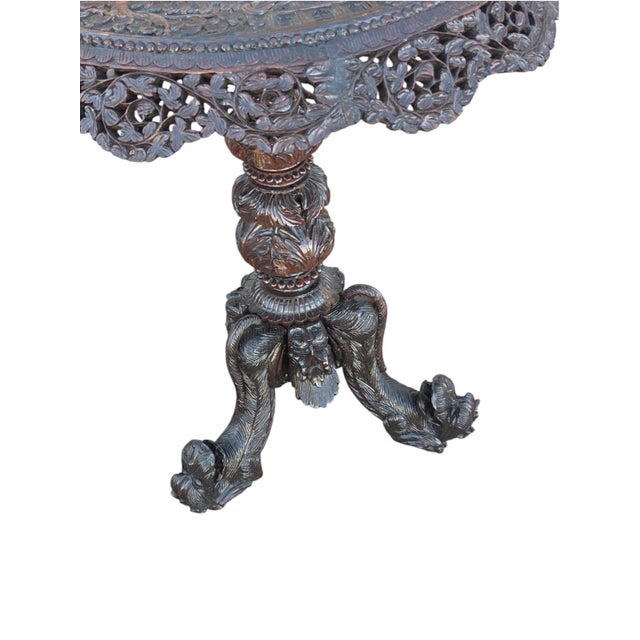 Brown 19th Century Heavily Carved Rosewood Side Table/Center Table; Made in Burma. For Sale - Image 8 of 18