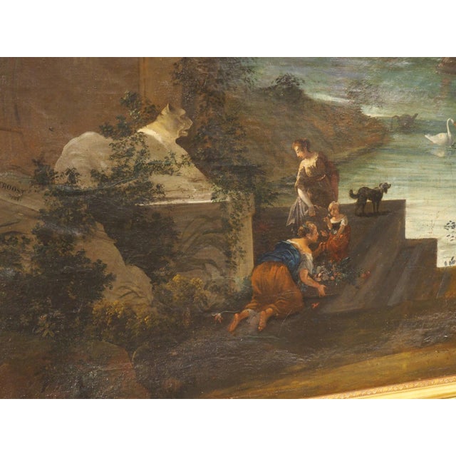 A Rare and Monumental 18th Century Italianate Landscape Oil on Canvas by Dutch Old Master W. Troost the Elder (1684-1752) For Sale - Image 13 of 18