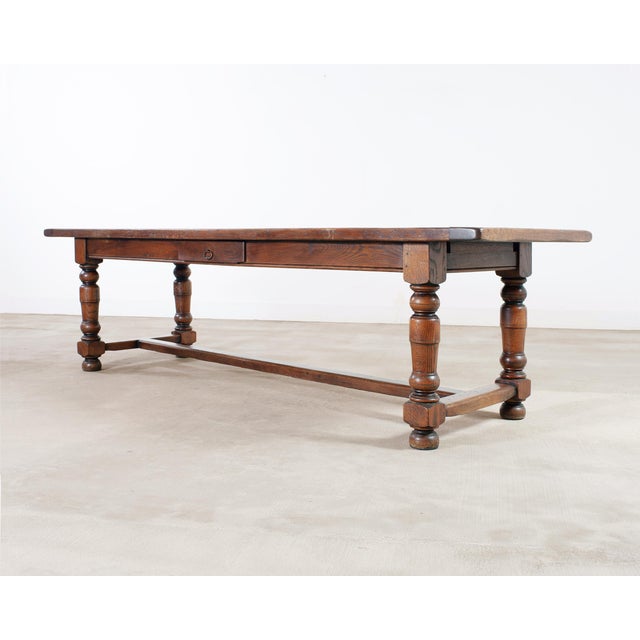 French Provincial Country French Provincial Oak Farmhouse Dining Table 9 Ft For Sale - Image 3 of 18