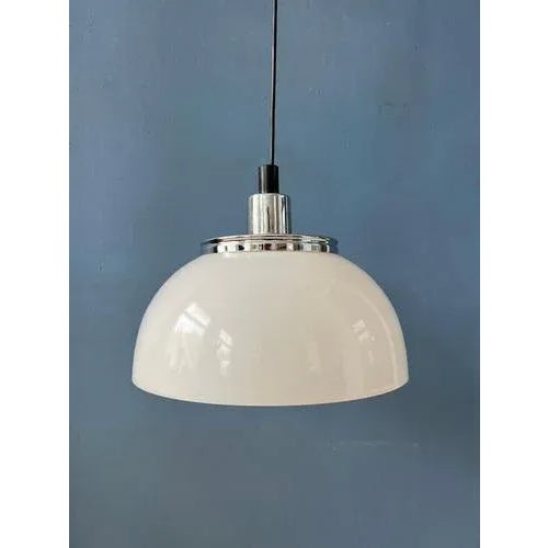 White Vintage White Faro Acrylic Glass Pendant Lamp from Guzzini For Sale - Image 8 of 11