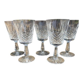 Late 20th Century Waterford Crystal Kenmare Water Goblets Set of 5 Signed Ireland For Sale