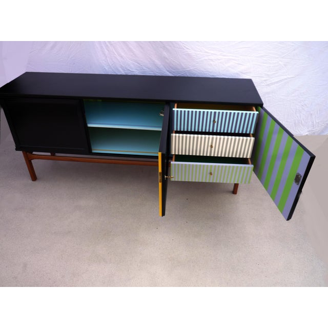 Black Sideboard with 3 Doors and 3 Drawers, 1980s For Sale - Image 9 of 11