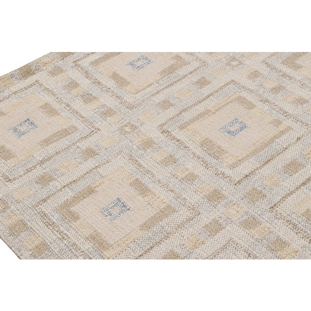 Rug & Kilim’s Scandinavian Rug With White and Beige-Brown Geometric Patterns For Sale In New York - Image 6 of 8