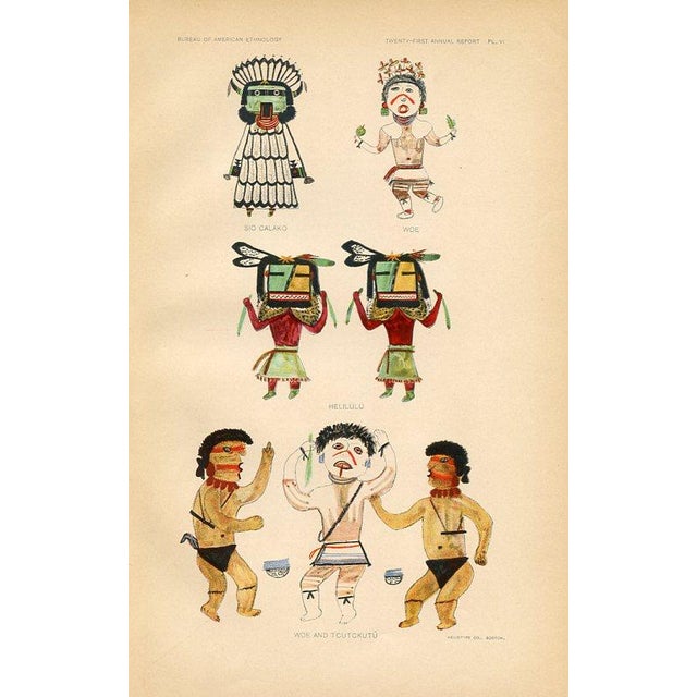 Original Native American Kachina print. Kachinas represented spirits or personifications of the real world and were an...