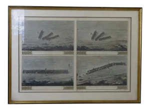 18th Century Hand Colored Engraving by J B Louvion Military Battle, Framed