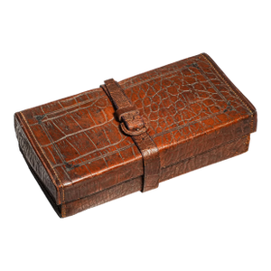 Wonderful Antique Victorian Leather Travel Box Embossed Pattern Gentleman's Valet Case Dressing Table Storage Home Decor
