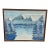 Vintage Framed Snow-Capped Mountain Lake Landscape Painting, Signed, Blue Tonal Scenic Wall Art.. For Sale