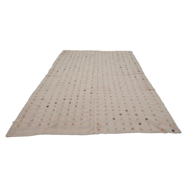 Cotton Vintage handwoven kilim rug from Adana region of Turkey. Approximately 50-60 years old. In very good condition.