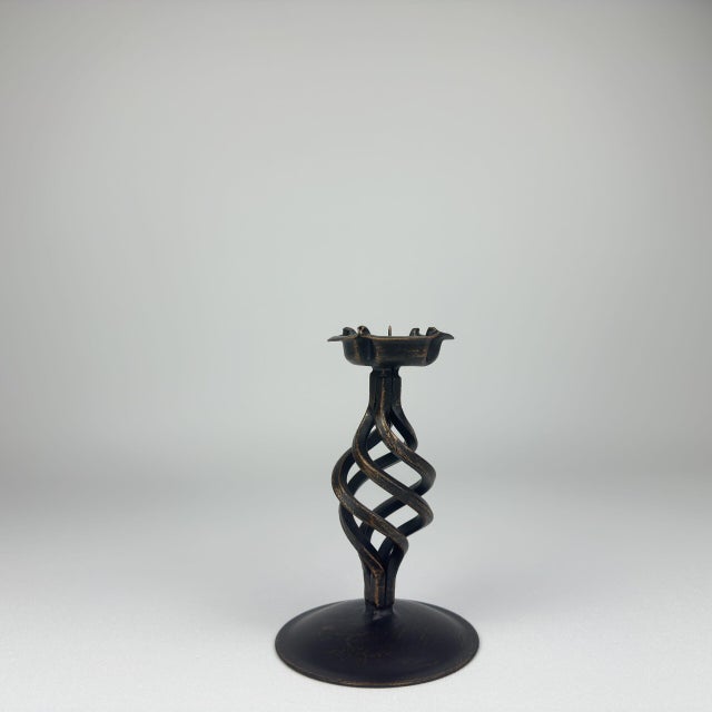 Pinecone Candlestick | Handcrafted Metal Spiral Design Candle Holder for Rustic Decor For Sale - Image 4 of 5