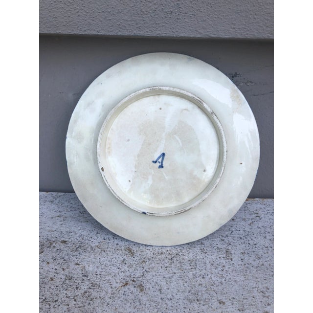 Late 19th Century C.1880 Rare Belgium Majolica Asparagus Sunflower Plate Wasmuel For Sale - Image 5 of 9