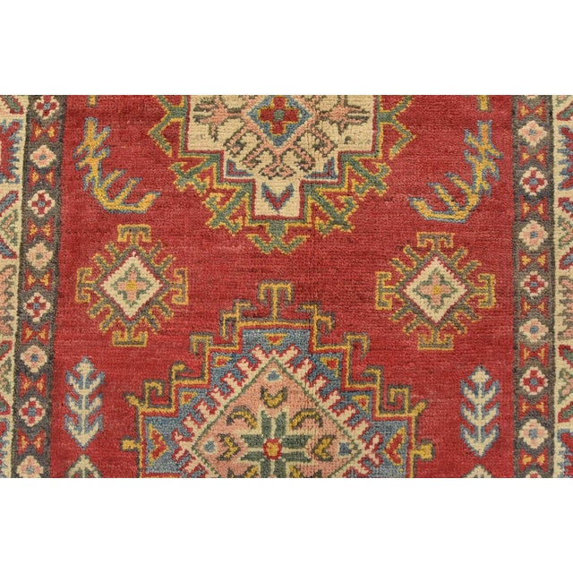 Kazak Runner 2’8” X 9’8” Red Wool Tribal Hand-Knotted Oriental Rug For Sale - Image 9 of 13