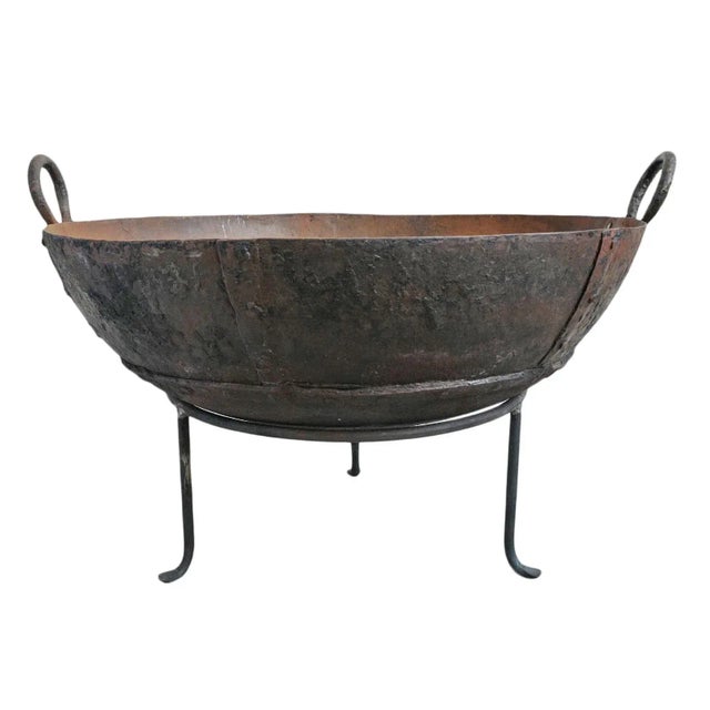 Vintage Iron Kadai Fire Bowl / Planter For Sale In Los Angeles - Image 6 of 6