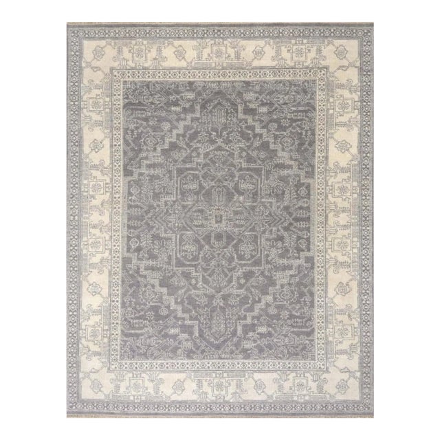 Kravet Transitional Hand Knotted Gray and Ivory 9’ X 12’ Esani Rug For Sale