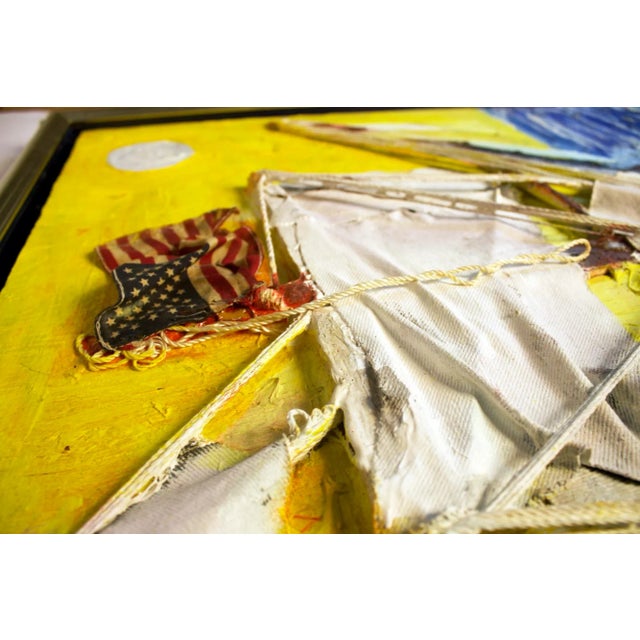 Late 20th Century Contemporary Mixed Media Art of an American Clipper Ship For Sale - Image 5 of 8